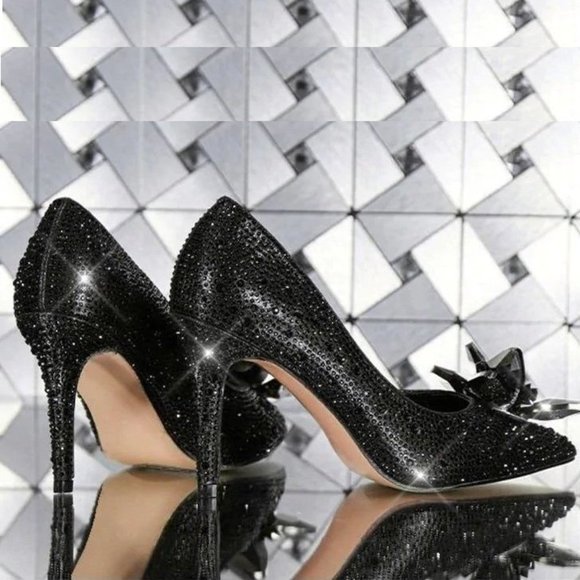 NWT Sparkling Bling Swarovski Crystal Rhinestone Cinderella Shoes Pumps … - Picture 5 of 10
